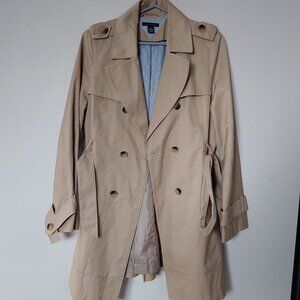 Tommy Hilfiger Double Beast Women's Belted Trench Coat in Beige/Camel Size L